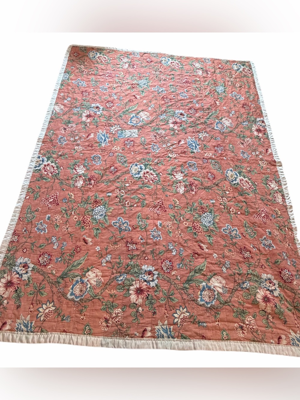 Handmade Patchwork Quilt 76x98 Floral Backing Cottage Farmhouse Queen Size - Picture 3 of 10